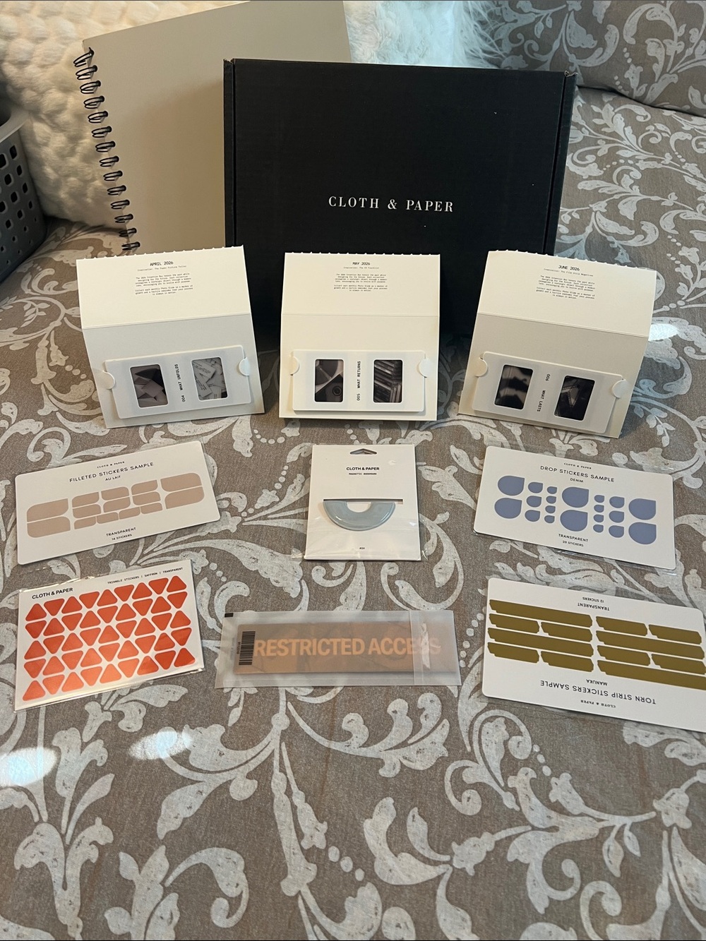 Cloth & Paper Subscription Box Nine Piece Destash Stationary Item Collection